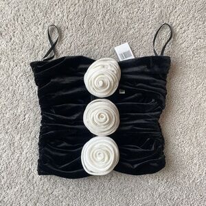 Ronny Kobo Collection Black Camisole with White Floral Accents